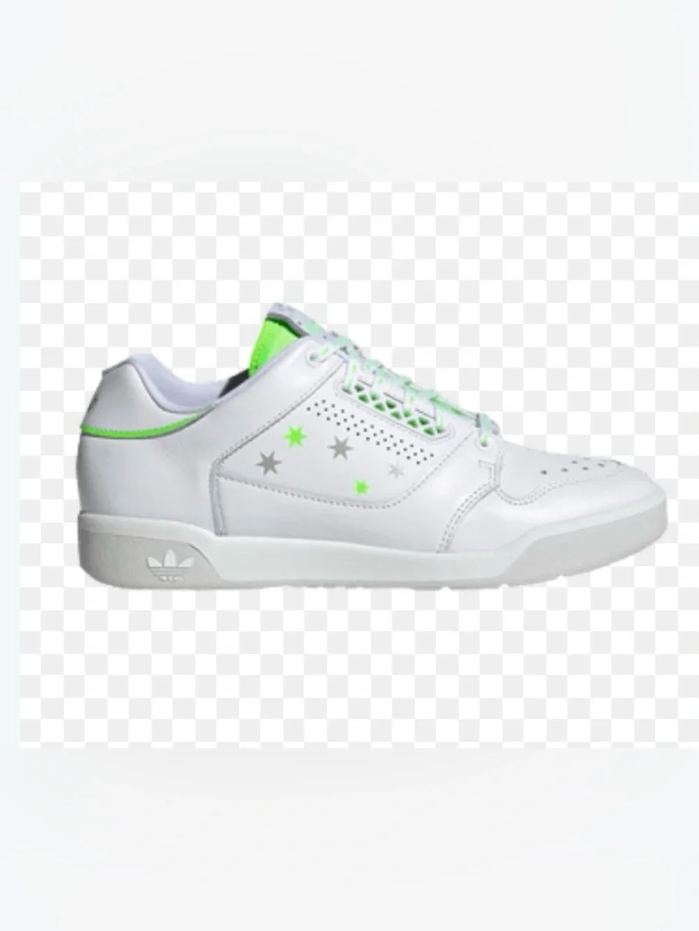 Adidas Slamcourt Stars Women’s White Sneakers with Neon Green Accents Size 7.5